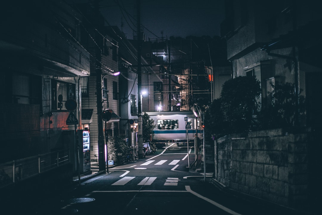 narrow japanese street at night